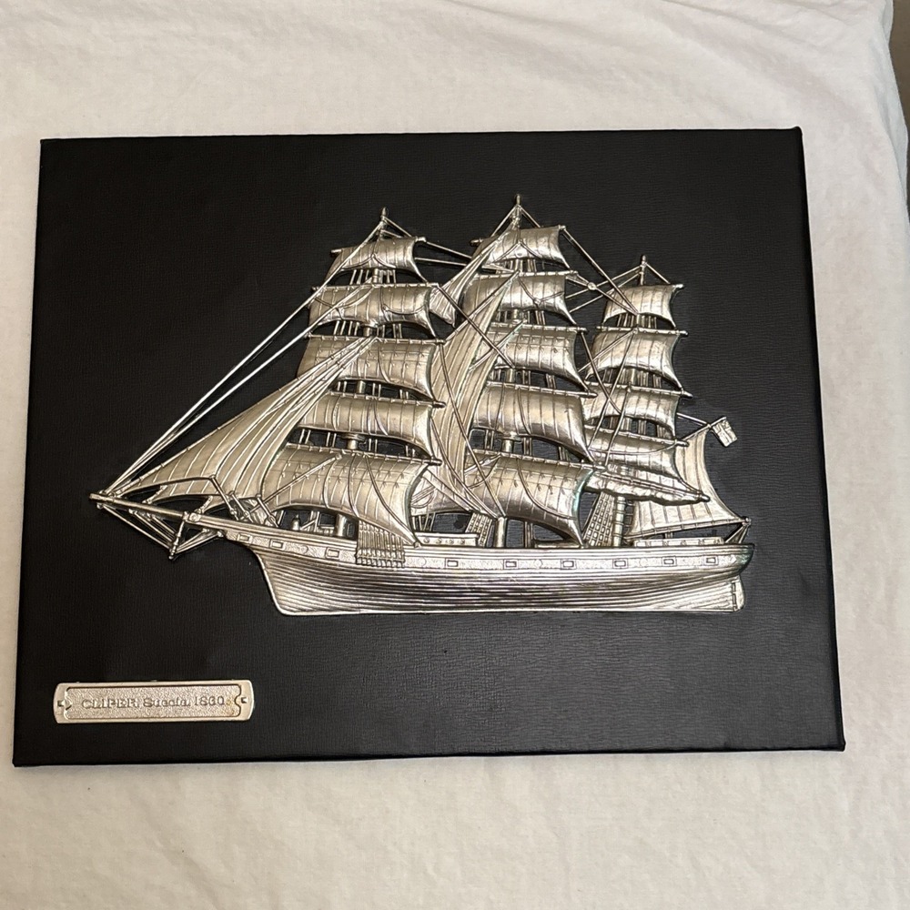 Vintage Action Industries Cliper Suecia 1860 Raised Metal Ship Wall Art Italy